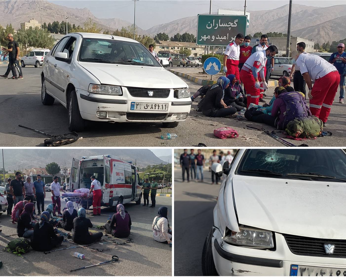 برخورد خودرو با اعضاء تیم کوهنوردی در دوگنبدان